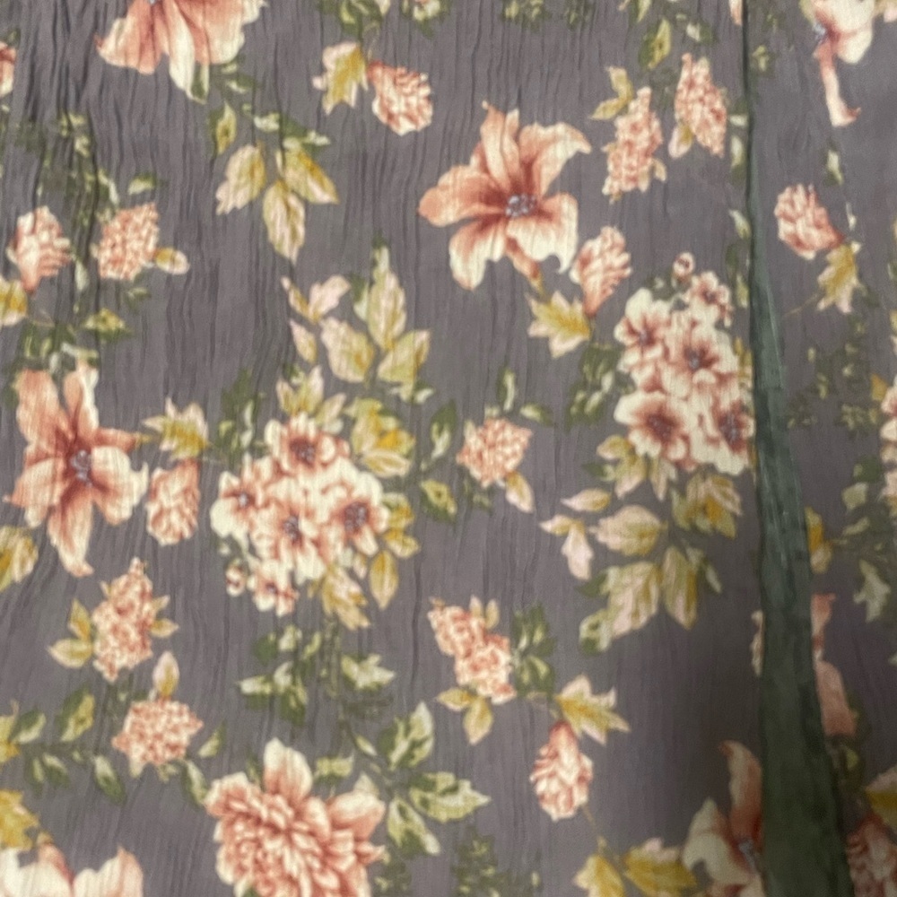 American Eagle Wide Leg Palazzo Pants M Floral Purple Pink Pull On Elastic Waist - Picture 5 of 7